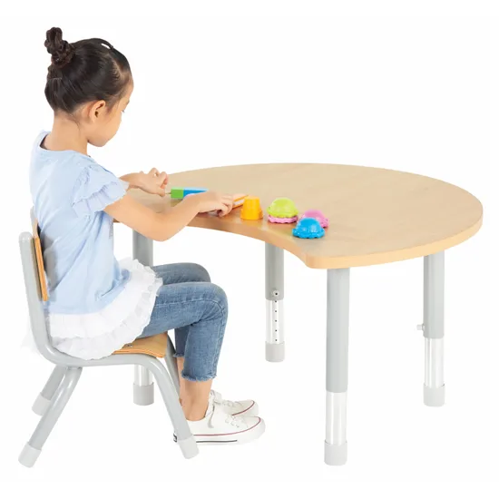 Natural Spaces - Cut Away Table - Natural - 85 x 72 cm - 39-61.5 cm - Modern Teaching Aids NZ