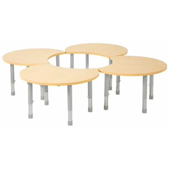 Natural Spaces - Cut Away Table Kit - Natural - Set of 4 - 39-61.5 cm - Modern Teaching Aids NZ