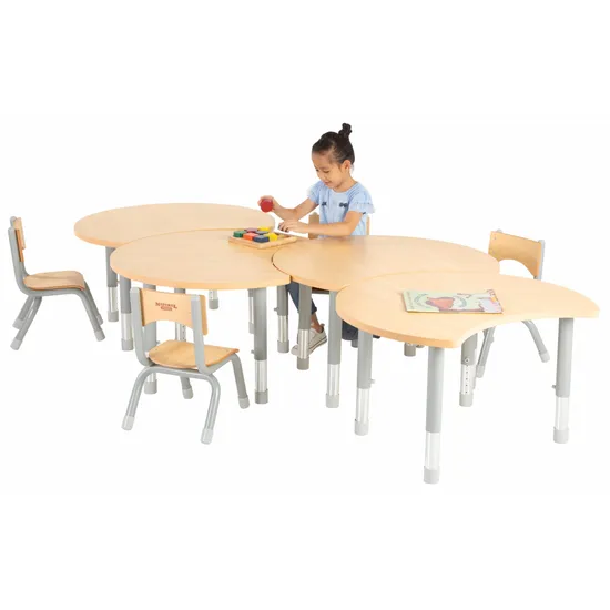 Natural Spaces - Cut Away Table Kit - Natural - Set of 4 - 39-61.5 cm - Modern Teaching Aids NZ
