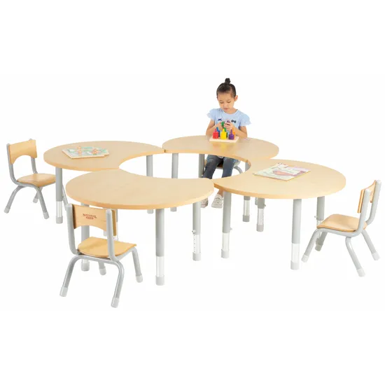 Natural Spaces - Cut Away Table Kit - Natural - Set of 4 - 39-61.5 cm - Modern Teaching Aids NZ