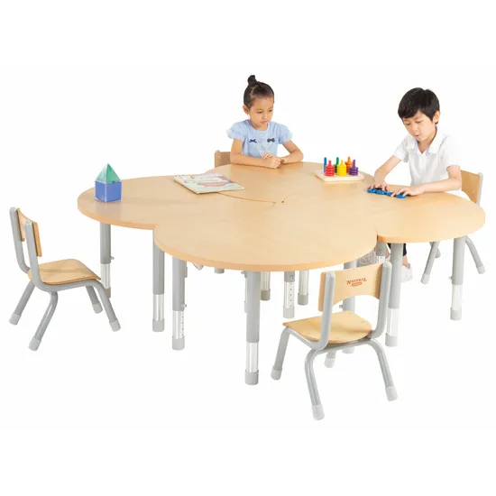 Natural Spaces - Cut Away Table Kit - Natural - Set of 4 - 39-61.5 cm - Modern Teaching Aids NZ