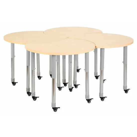 Natural Spaces - Cut Away Tables - Natural - Set of 4 - 57-79.5 cm - Modern Teaching Aids NZ