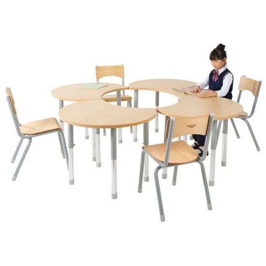 Natural Spaces - Cut Away Tables - Natural - Set of 4 - 57-79.5 cm - Modern Teaching Aids NZ
