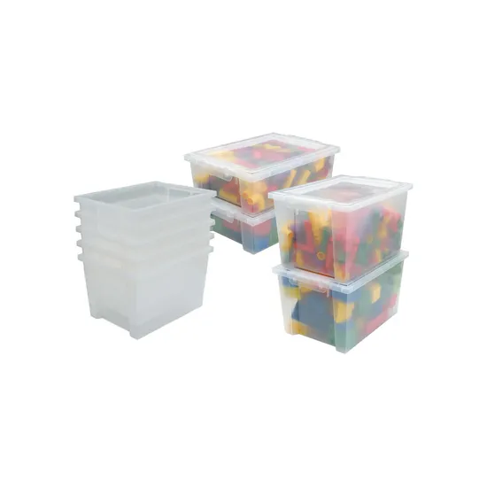 Plastic Container Kit Clear - 5 Small and 5 Large and Lids - Modern Teaching Aids NZ