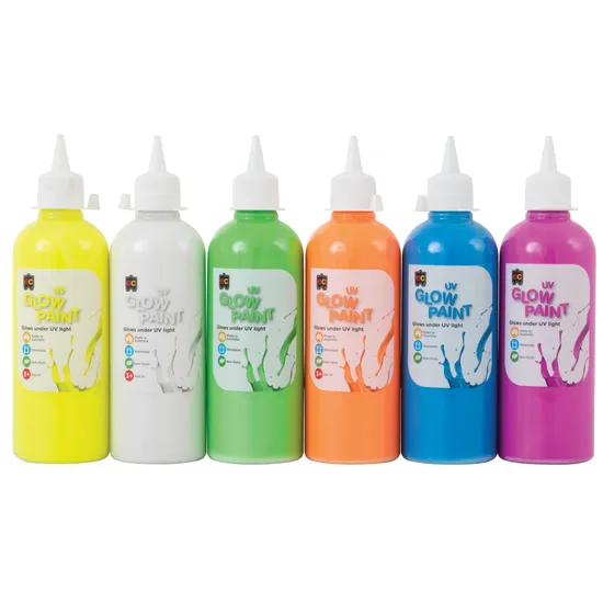 UV Glow Paint 500 ml - Set of 6