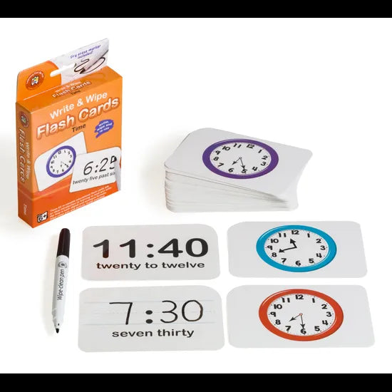 Write & Wipe Flash Cards - Time - Modern Teaching Aids NZ