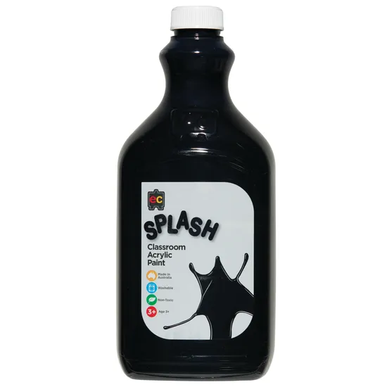 Classroom Splash Acrylic Paint 2L Liquorice Black - Modern Teaching Aids NZ