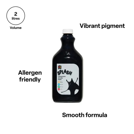 Splash Acrylic Paint 2 L - Liquorice Black - Modern Teaching Aids NZ