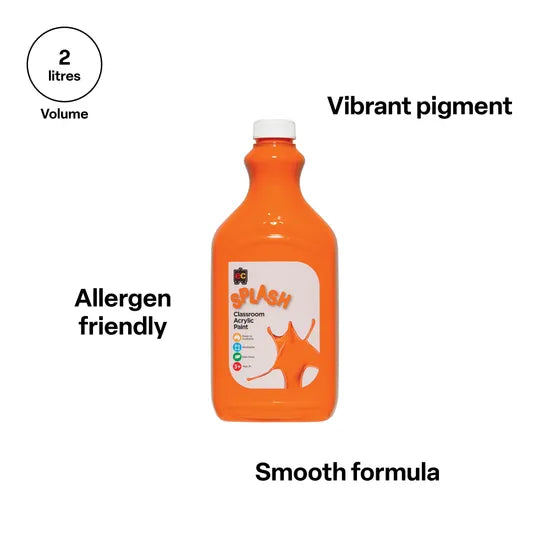 Splash Acrylic Paint 2 L - Tangy Orange - Modern Teaching Aids NZ