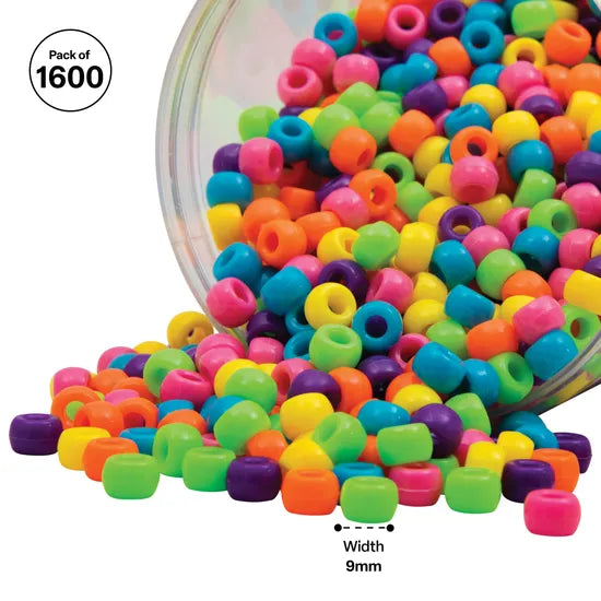Neon Pony Beads - Pack of 1600 - Modern Teaching Aids NZ