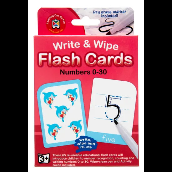 Write & Wipe Flash Cards - Numbers 0 To 30 - Modern Teaching Aids NZ