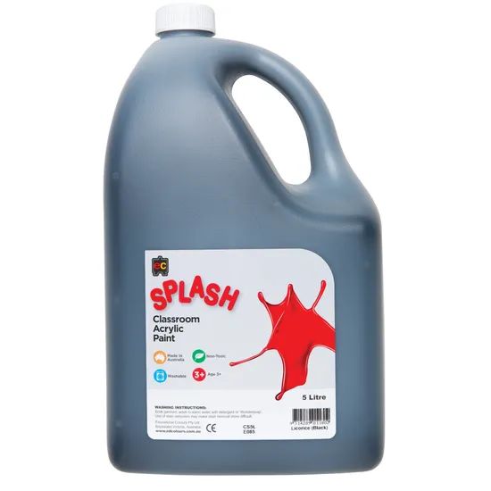 Splash Acrylic Paint 5 L - Liquorice Black - Modern Teaching Aids NZ
