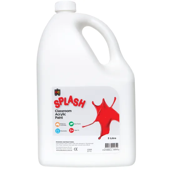 Splash Acrylic Paint 5 L - Snowball White - Modern Teaching Aids NZ