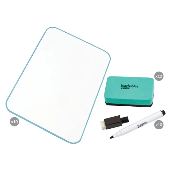 Teachables A4 Double-Sided Magnetic Mini Whiteboard Ocean - Pack of 10