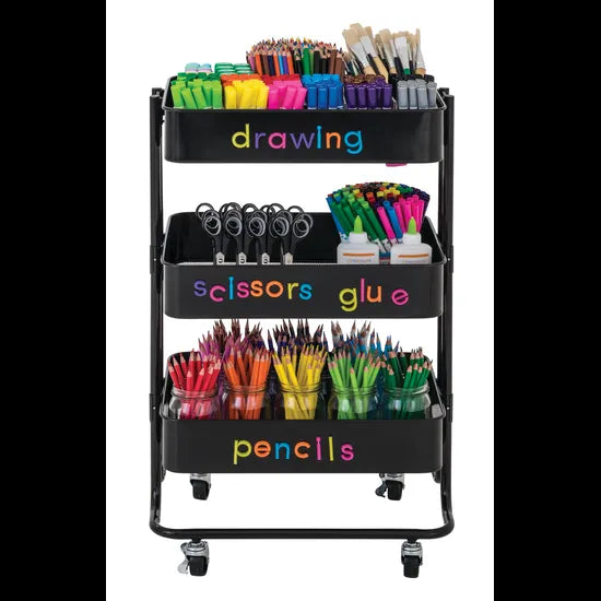 3 Tier Storage Trolley Black - Modern Teaching Aids NZ