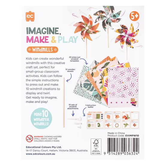 Imagine Make & Play Wonderful Windmills 10pk - Modern Teaching Aids NZ