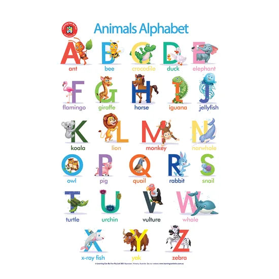 The Alphabet of Animals Poster - Modern Teaching Aids NZ