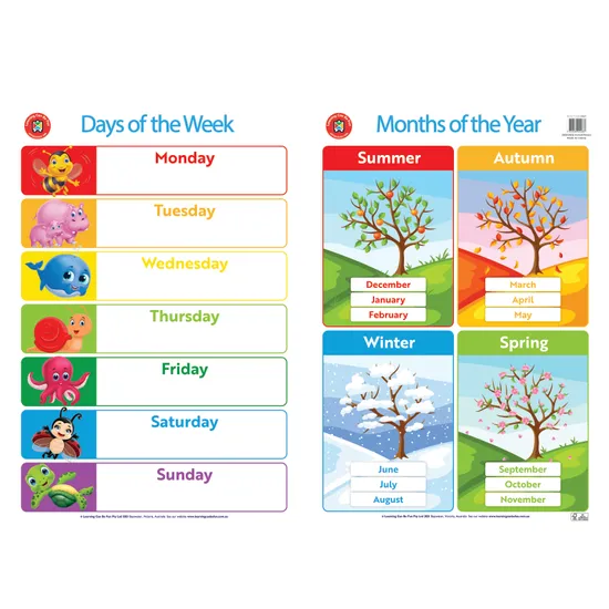 Days of the Week & Months of the Year Poster
