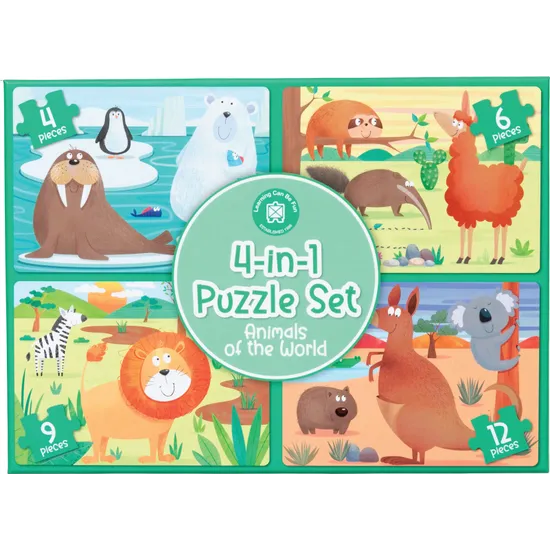4-in-1 Puzzle Set: Animals of the World - Modern Teaching Aids NZ