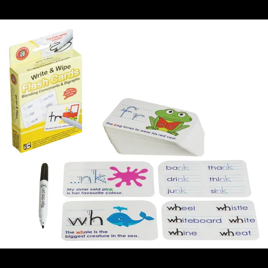 W&W Flash Cards Blend Consonants w/marker - Modern Teaching Aids NZ
