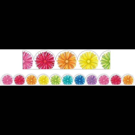 Giggle & Grow Rainbow Scalloped Pom Poms Border - Pack of 12 - Modern Teaching Aids NZ