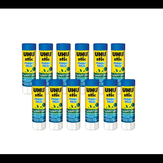UHU ReNature Magic Blue Glue Stick 40gm PK12 - Modern Teaching Aids NZ