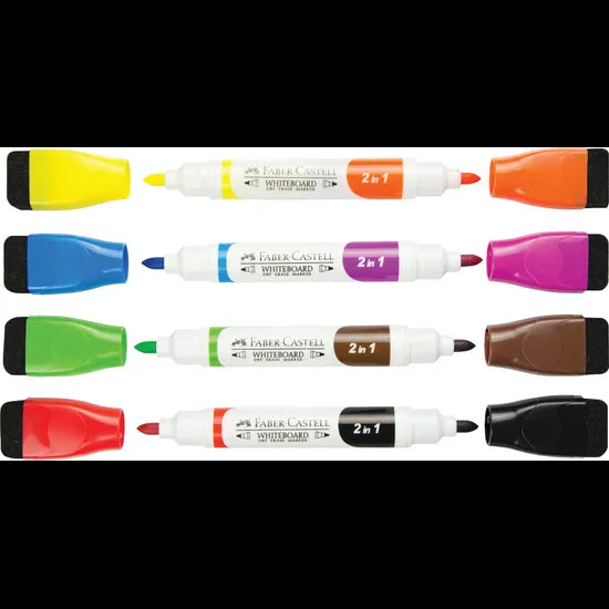 Faber Castel Bicolour Magnetic Whiteboard Markers - Pack of 4 - Modern Teaching Aids NZ