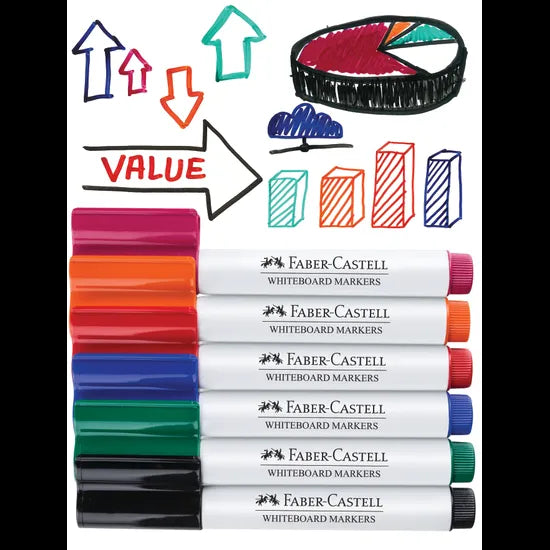 Faber Castel Connector Whiteboard Markers Asst - Pack of 6 - Modern Teaching Aids NZ