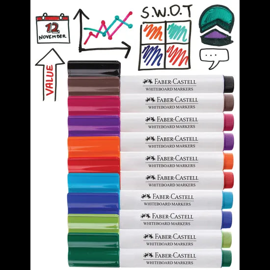 Faber Castel Connector Whiteboard Markers Asst - Pack of 10 - Modern Teaching Aids NZ