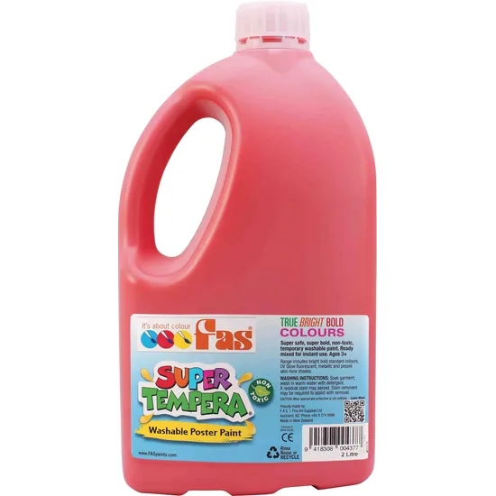 FAS Super Tempera Paint - Brilliant Red 2 Litre - Modern Teaching Aids NZ