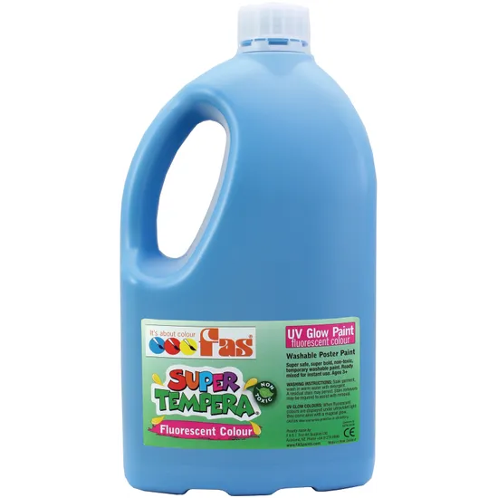 Super Tempera Paint - Fluorescent Blue 2 Litre - Modern Teaching Aids NZ