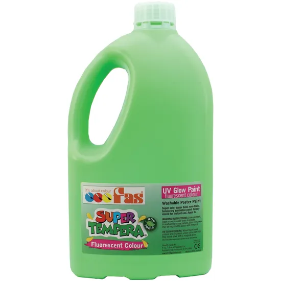 Super Tempera Paint - Fluorescent Green 2 Litre - Modern Teaching Aids NZ