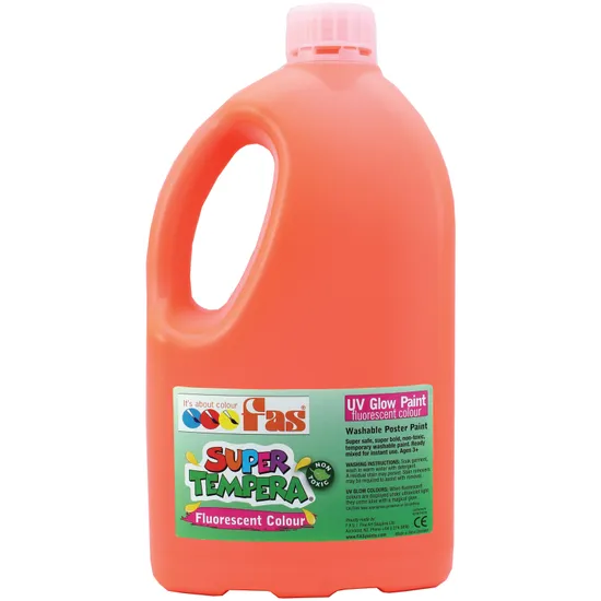 FAS Super Tempera Paint 2 L - Fluorescent Orange - Modern Teaching Aids NZ