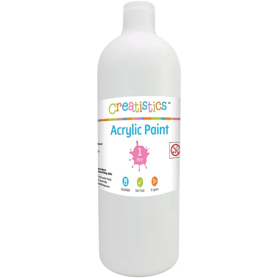 Creatistics Acrylic Paint 1L - White - Modern Teaching Aids NZ