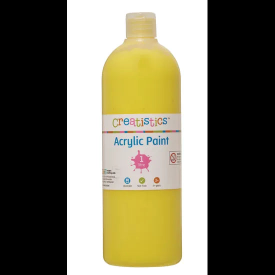 Creatistics Acrylic Paint 1L - Cool Yellow - Modern Teaching Aids NZ