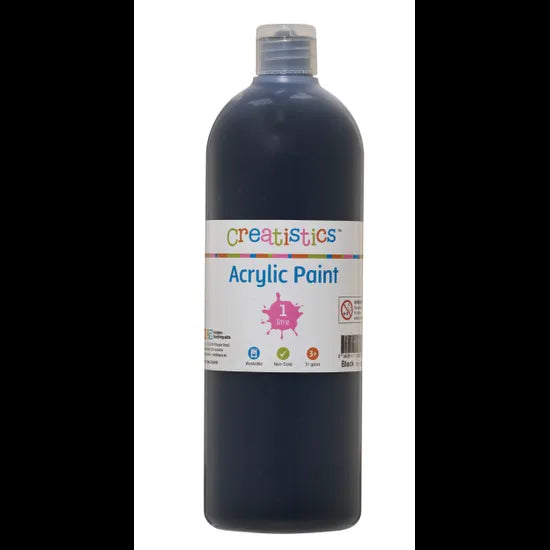 Creatistics Acrylic Paint 1L - Black - Modern Teaching Aids NZ