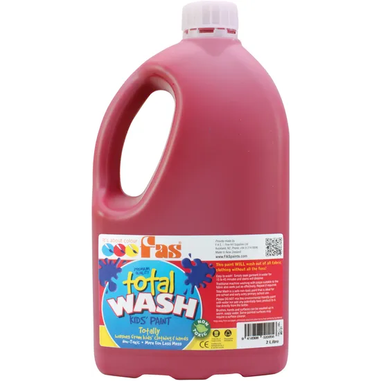 Total Wash Paint - Cool Red 2 Litre - Modern Teaching Aids NZ