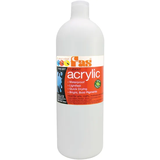 Student Acrylic Paint 1L - White - Modern Teaching Aids NZ