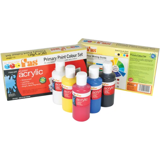 Student Acrylic Primary Box Set of 5 x 100ml - Modern Teaching Aids NZ