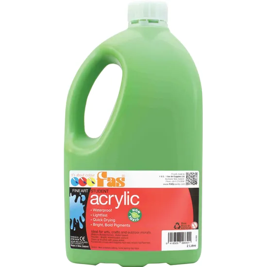 FAS Student Acrylic Paint 2 L - Green Light - Modern Teaching Aids NZ