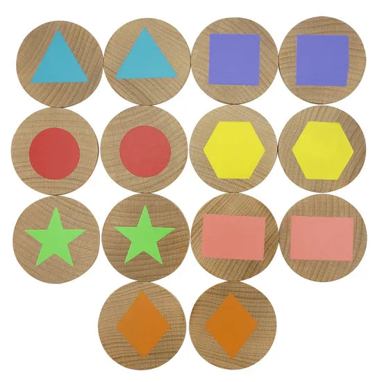 Shapes Wooden Memory Pairs Game 14 Pieces - Modern Teaching Aids NZ
