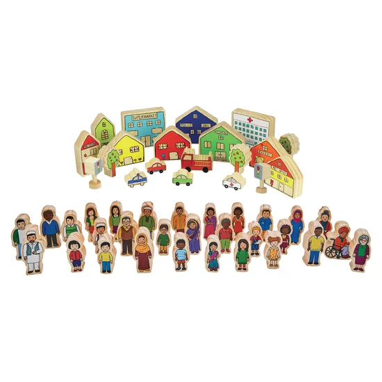 Village & Families Block Set of 50 - Modern Teaching Aids NZ