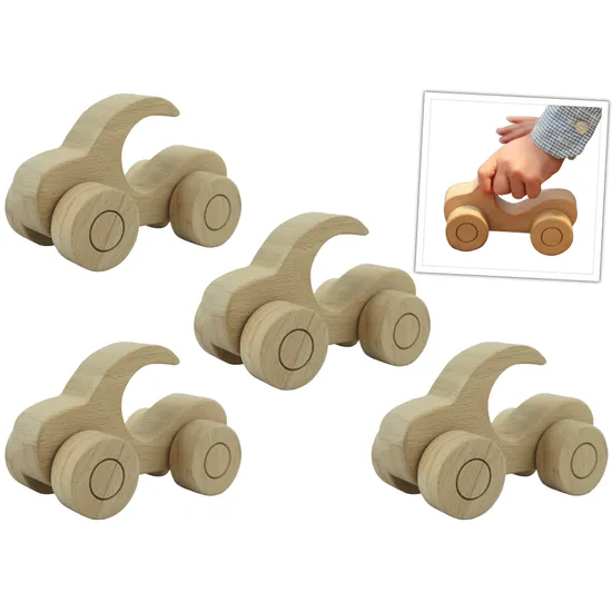 Wooden Car with Handle Set of 4 - Modern Teaching Aids NZ