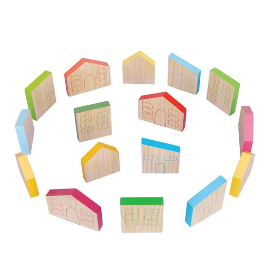 Colourful Houses Blocks 16 Pieces - Modern Teaching Aids NZ