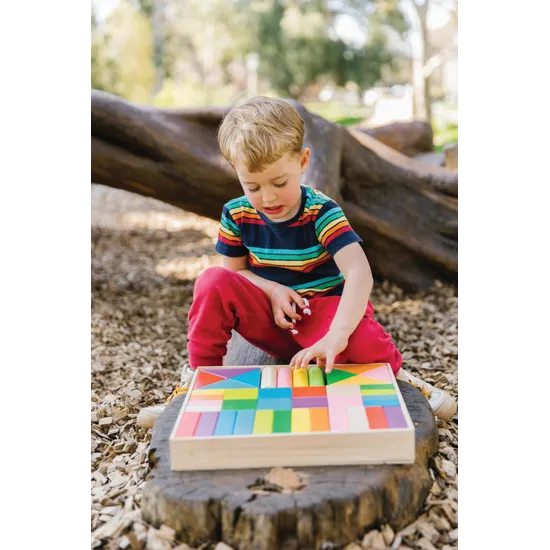 Colourful Wooden Blocks - 43 pieces - Modern Teaching Aids NZ