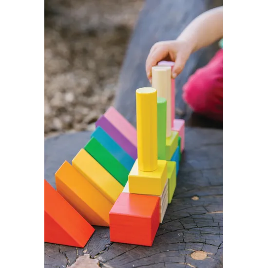 Colourful Wooden Blocks - 43 pieces - Modern Teaching Aids NZ