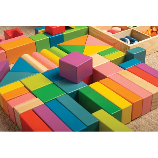 Colourful Wooden Blocks - 43 pieces - Modern Teaching Aids NZ