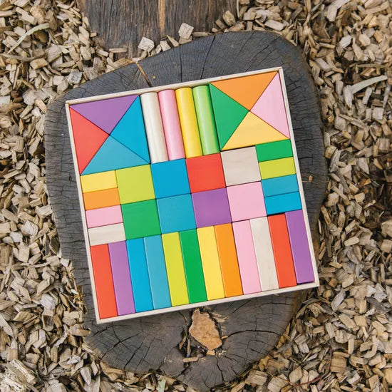 Colourful Wooden Blocks - 43 pieces - Modern Teaching Aids NZ