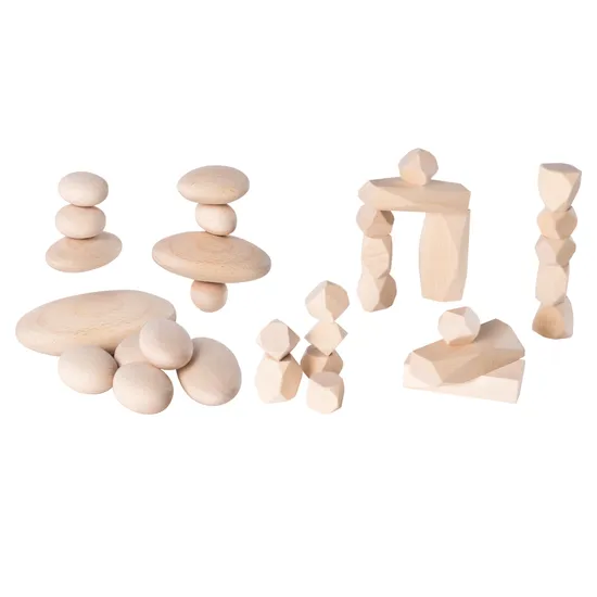 Stacking Wooden Stones & Blocks - 40 pieces - Modern Teaching Aids NZ