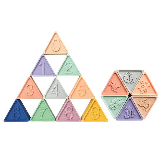 Silicone Triangle Stacker Blocks Macaron 10 Pieces - Modern Teaching Aids NZ